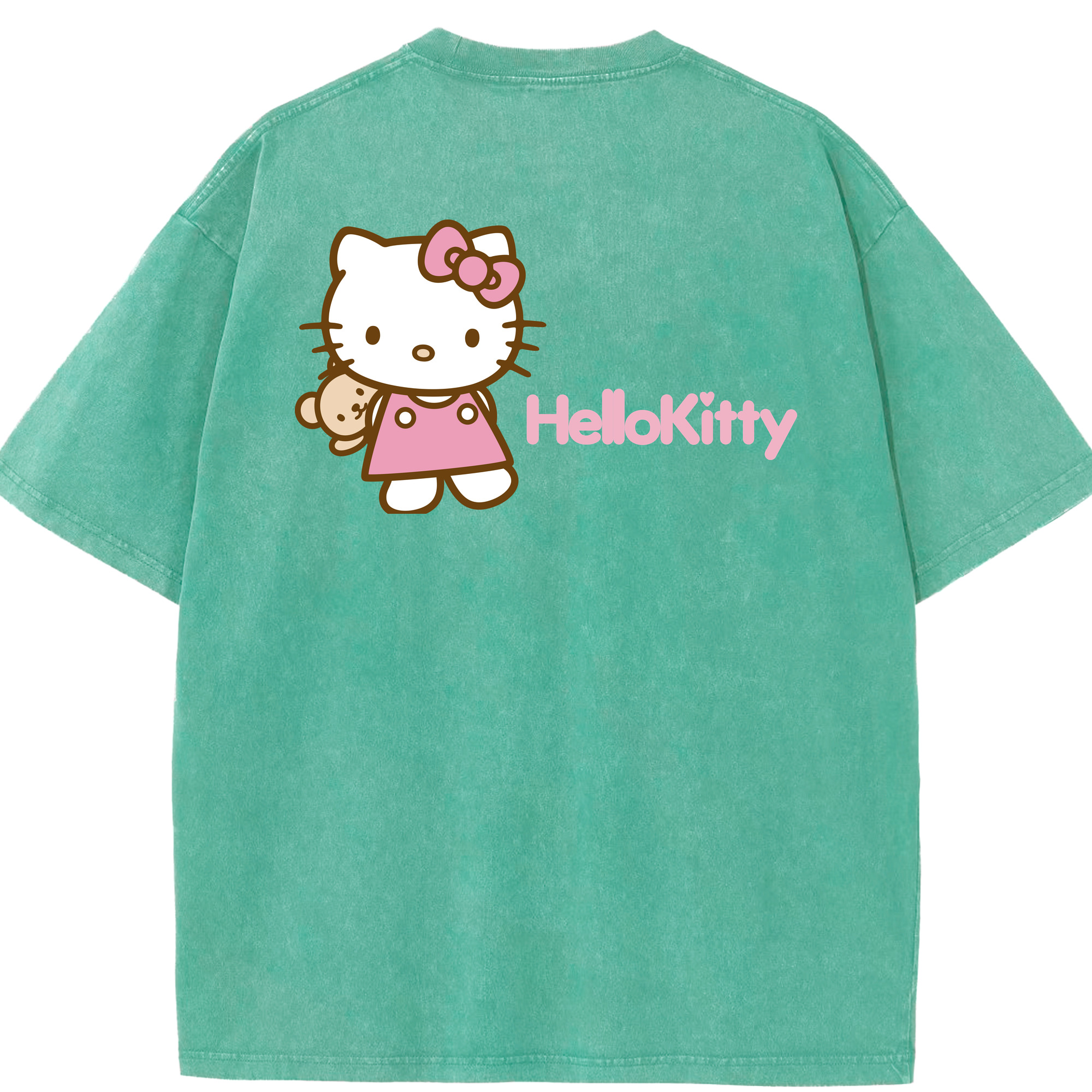 （画像用） Hello Kitty ハローキティ 綿100% ヴィンテージ風 半袖Tシャツ（背面プリント）
